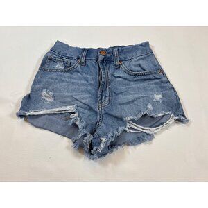 Rewash Womens Distressed High-Rise Denim Shorts Size 3/26 Light Wash (ii238)
